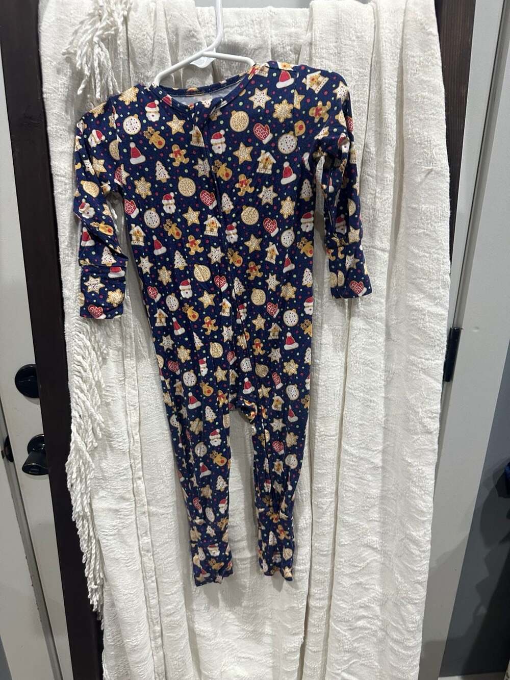 Sweet Bamboo Christmas Cookie Print Bamboo Zip Footed Pajamas 12-18 Months